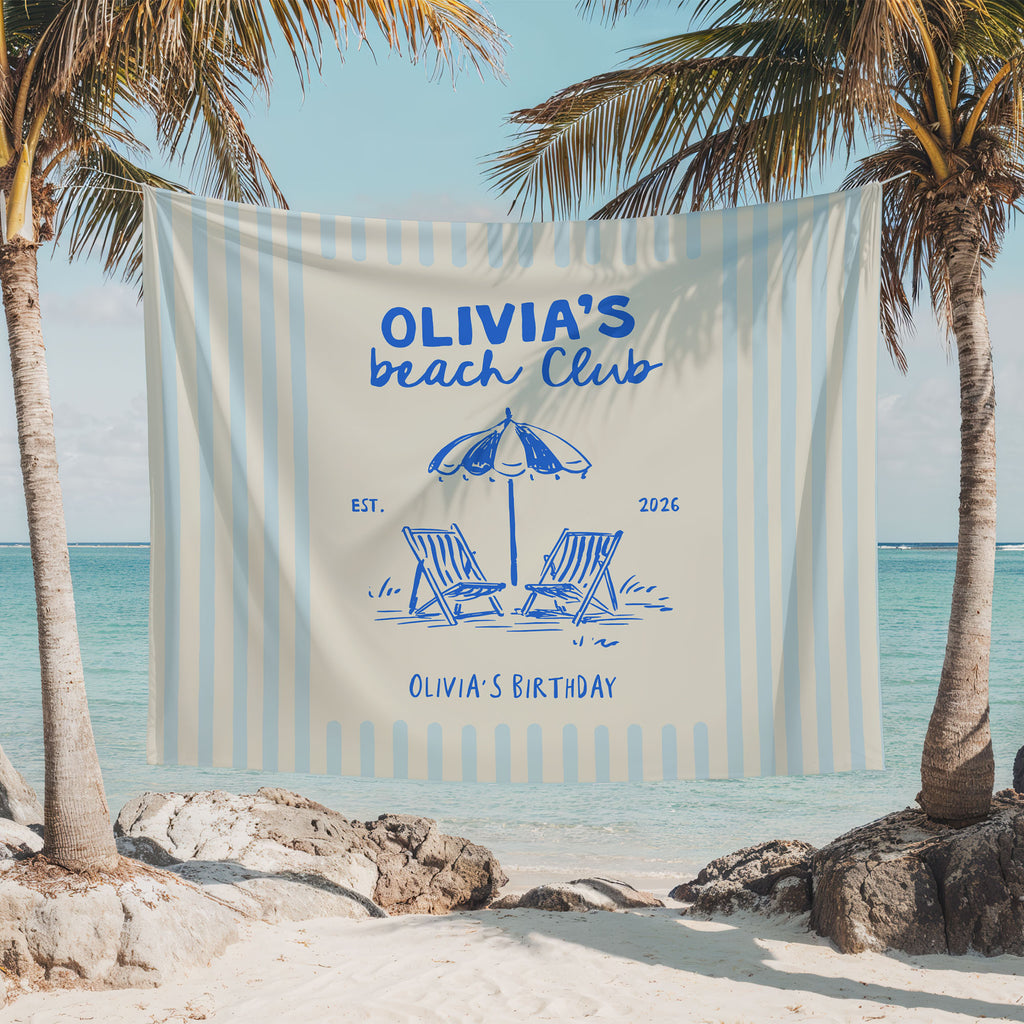 Beach Club Birthday Banner