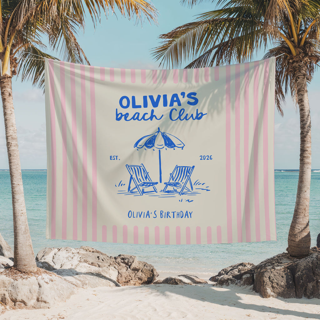 Beach Club Birthday Banner