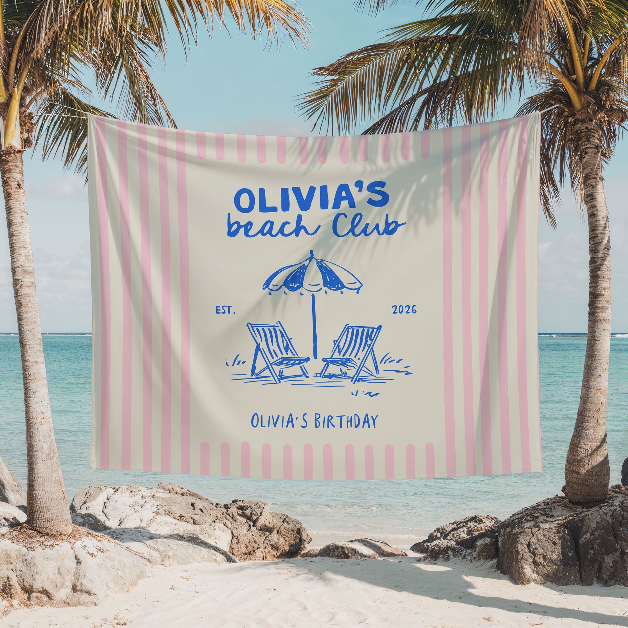 Beach Club Birthday Banner