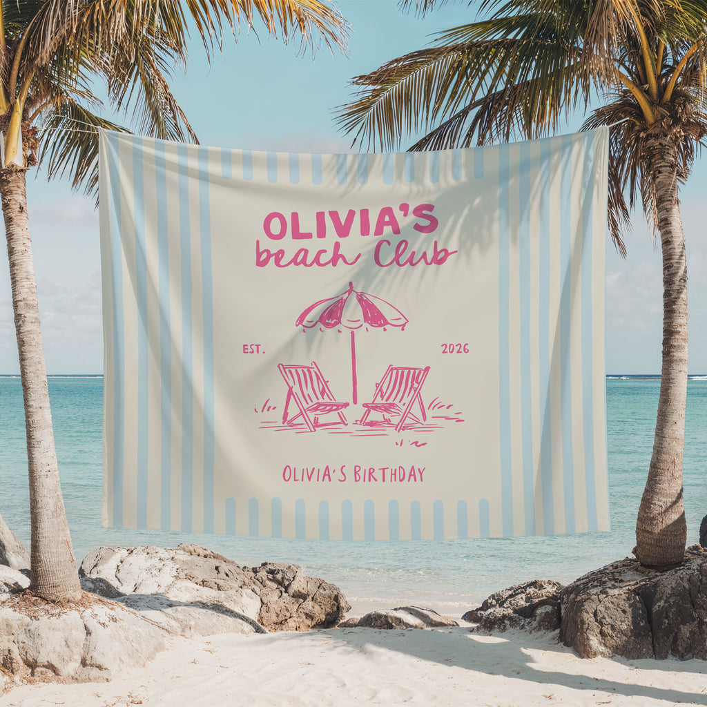 Beach Club Birthday Banner