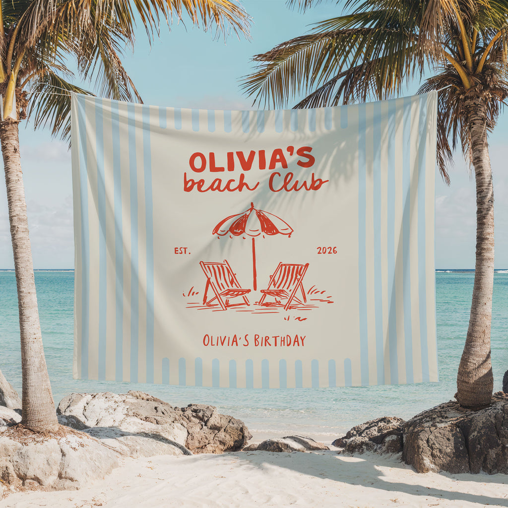 Beach Club Birthday Banner