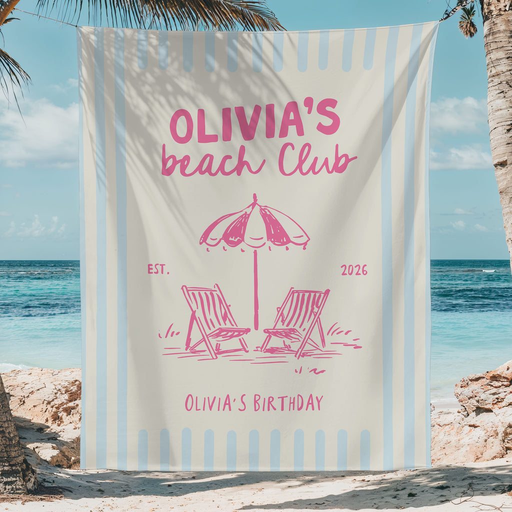 Beach Club Birthday Banner