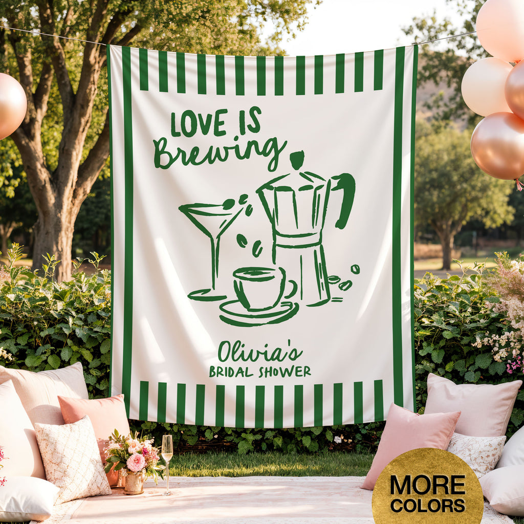 Love Is Brewing Bridal Banner