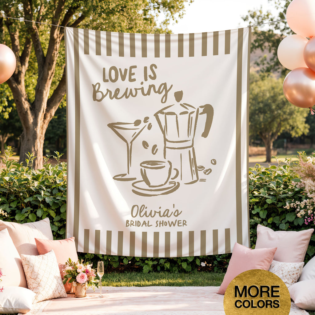 Love Is Brewing Bridal Banner