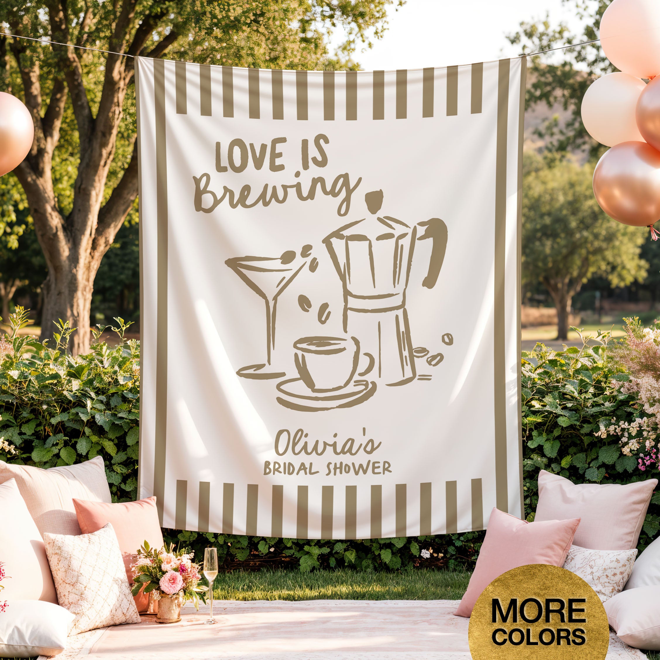 Love Is Brewing Bridal Banner